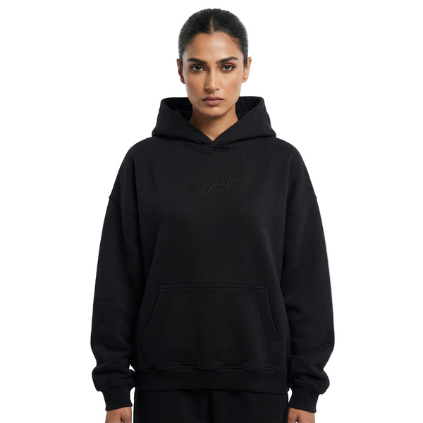 Black Chromed Drop Shoulder Hoodie